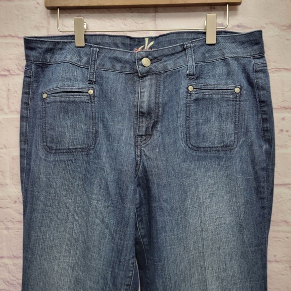 Dressbarn Premium Jeans Size 12 Blue Denim High Rise Wide Leg Sailor Y2K Stretch - Picture 3 of 7